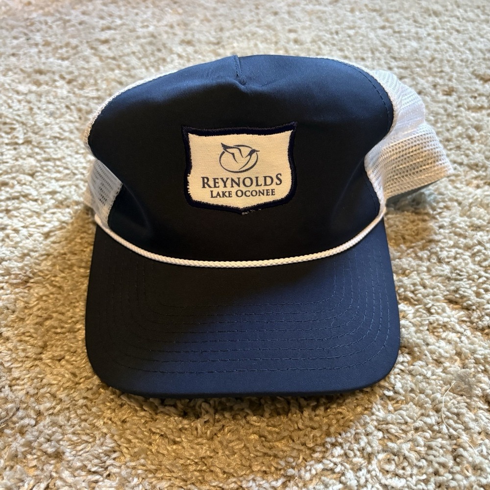 reynolds lake oconee Trucker Hat Adjustable One Size Fits All Navy White